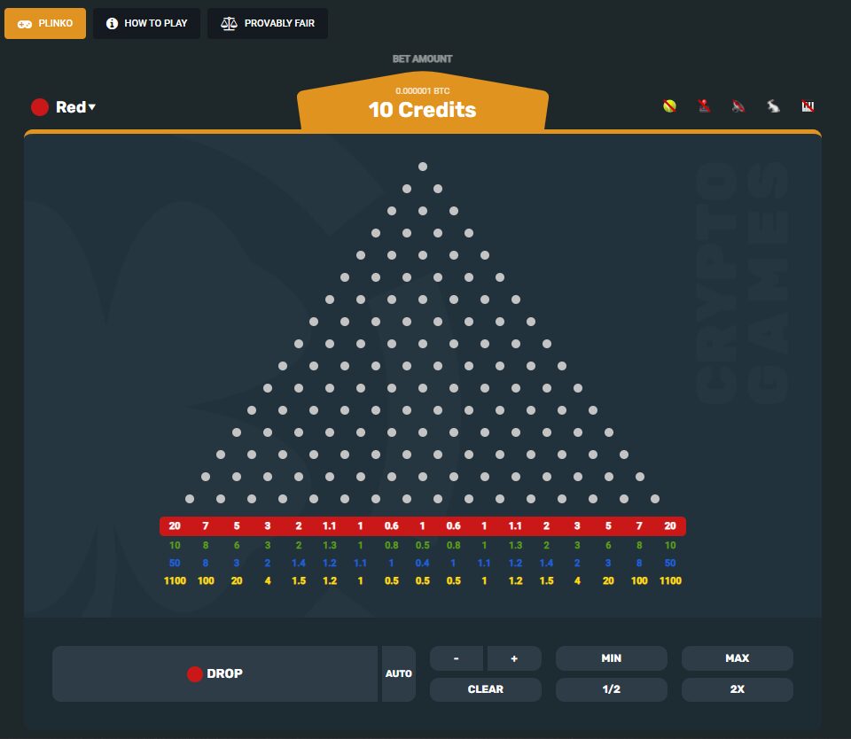 Plinko Casino Game - Play for Real Money - 2500$ Benefit!